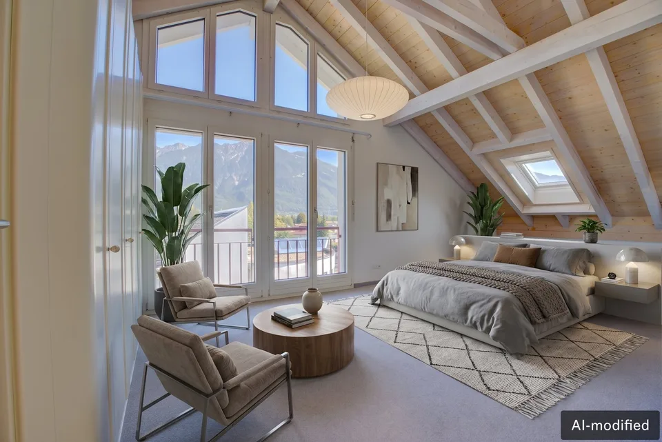 Appartamento mansardato di 5,5 locali con galleria, balcone sud e panorama montano – foto 8 di 13