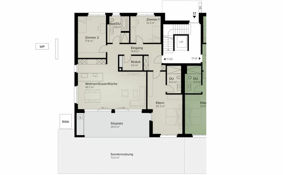 179 m² | Appartement 4.5 pièces au rez-de-chaussée | Première occupation – photo 9 sur 12