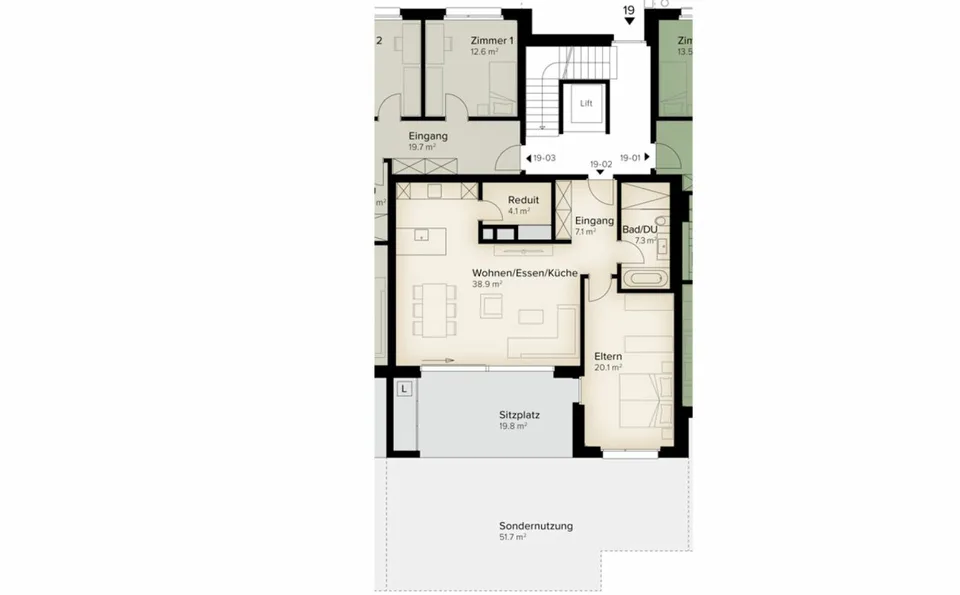 117 m² | Appartement 2.5 pièces au rez-de-chaussée | Première occupation – photo 9 sur 12