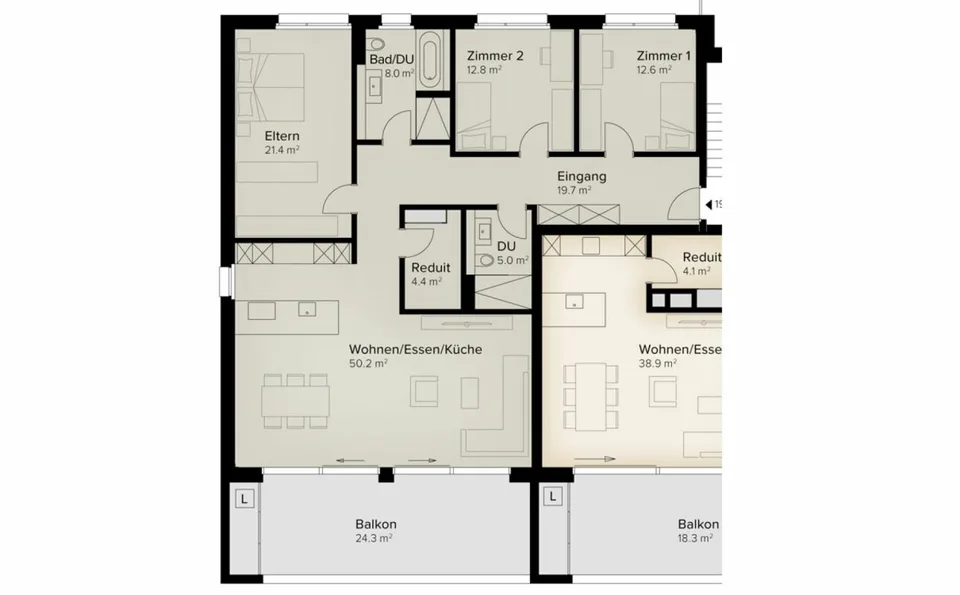 177 m² | Appartamento 4.5 stanze al piano superiore | Prima occupazione – foto 10 di 12