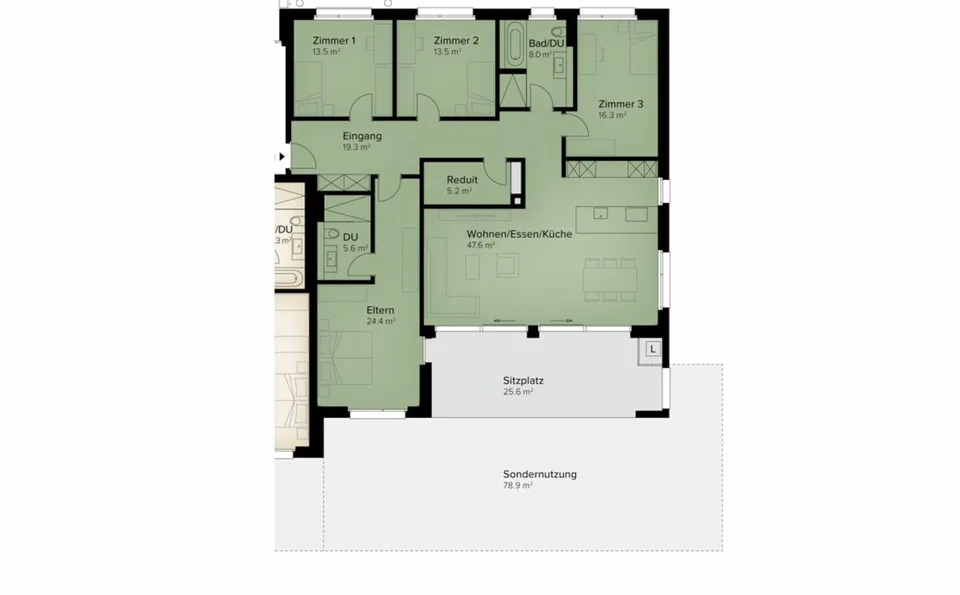 200 m² | Appartement 5.5 pièces au rez-de-chaussée | Première occupation – photo 9 sur 12