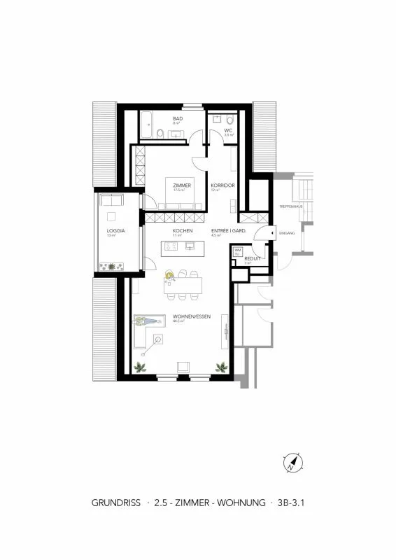 Bright 2.5-room attic loft apartment with southwest loggia – photo 5 of 6