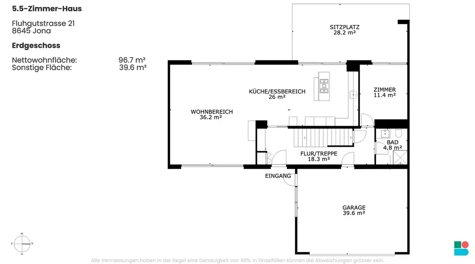 Modernes 5.5-Zimmer-Eckhaus mit 193 m² Wohnfläche, Garten und viel ... – Foto 9 von 11