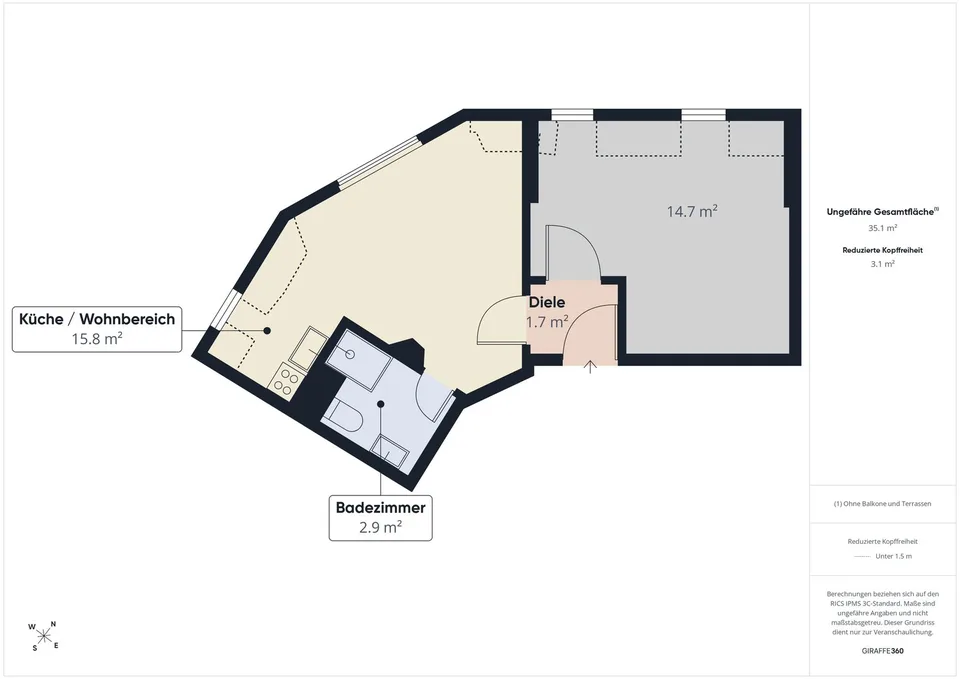 Charmante 2-Zimmer-Dachwohnung an der Teufener Strasse – Foto 10 von 10