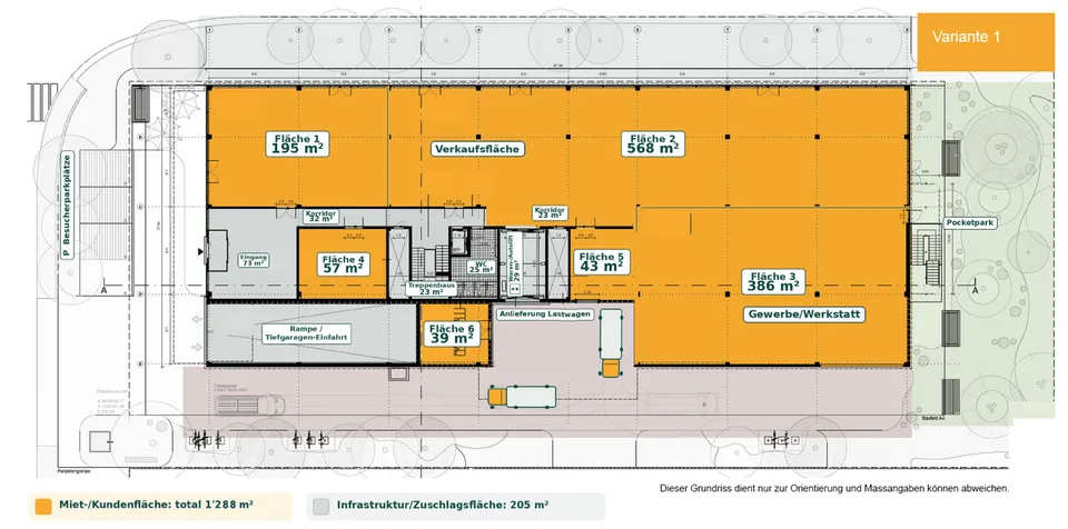 Auto-Showroomfläche im EG mit Anlieferung & Gewerbeteil – bis 1’350 m² – Foto 6 von 13