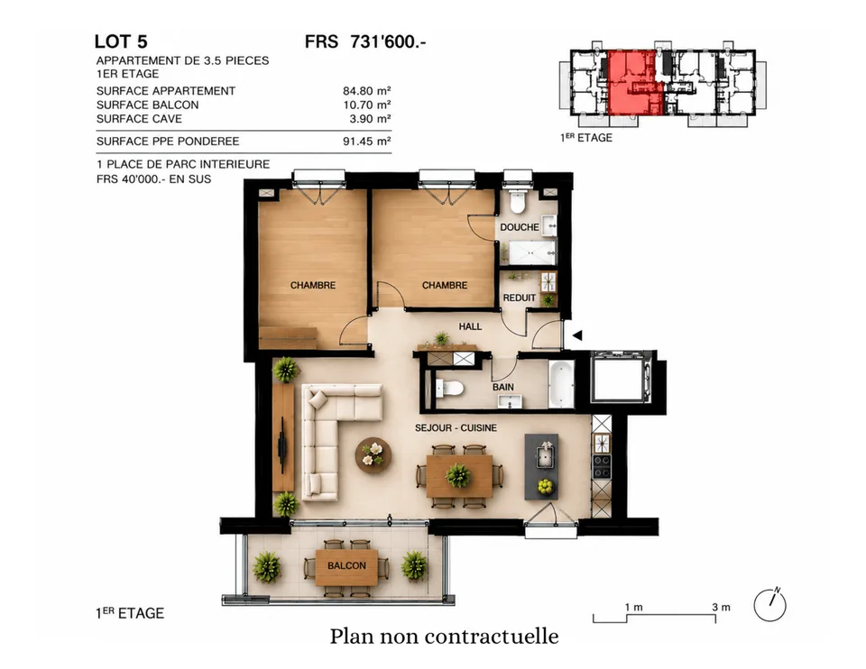 Prächtige 4,5-Zimmer-Duplexwohnung mit großer Terrasse, Balkon und eigenem Garten – Foto 8 von 8