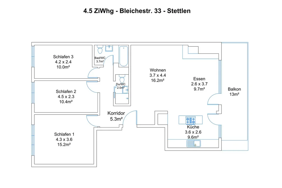 Renovierte 4.5-Zimmer-Wohnung mit Balkon und Blick ins Grüne – Foto 13 von 16