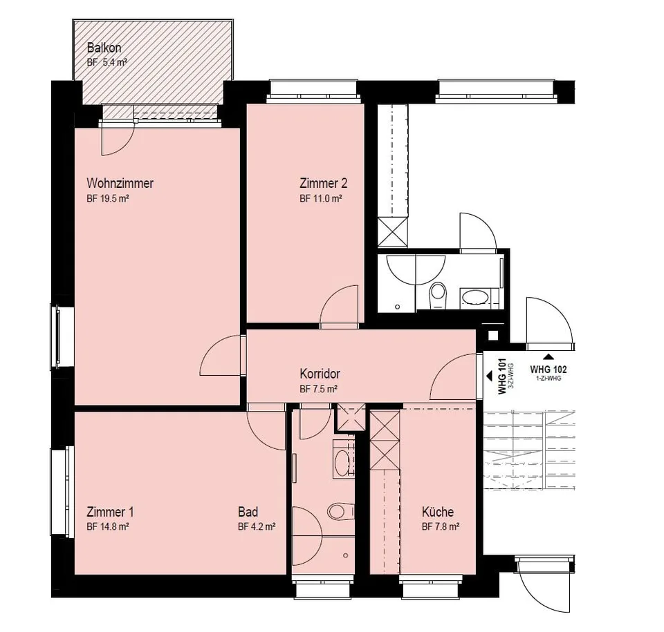 Appartement 3 pièces lumineux avec balcon à Oberwinterthur – photo 9 sur 9