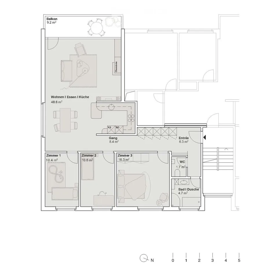 Charmant appartement 4.5 pièces avec balcon et vue imprenable à Uetendorf – photo 3 sur 15