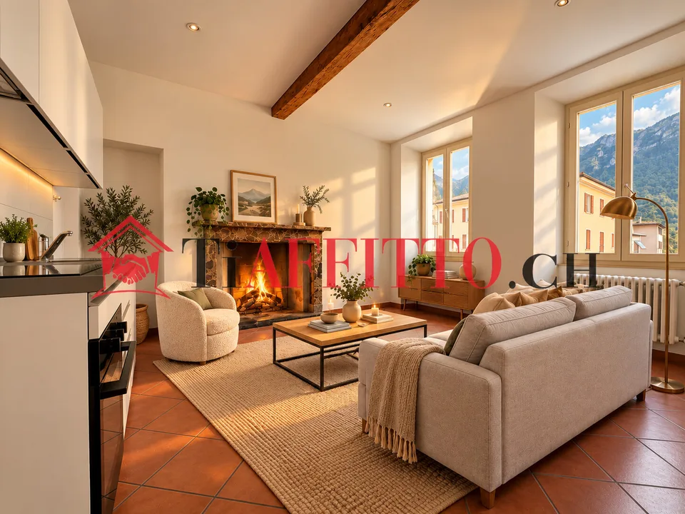 Romantische 2.5-Zimmer-Wohnung mit Kamin in Riva San Vitale – Foto 2 von 5