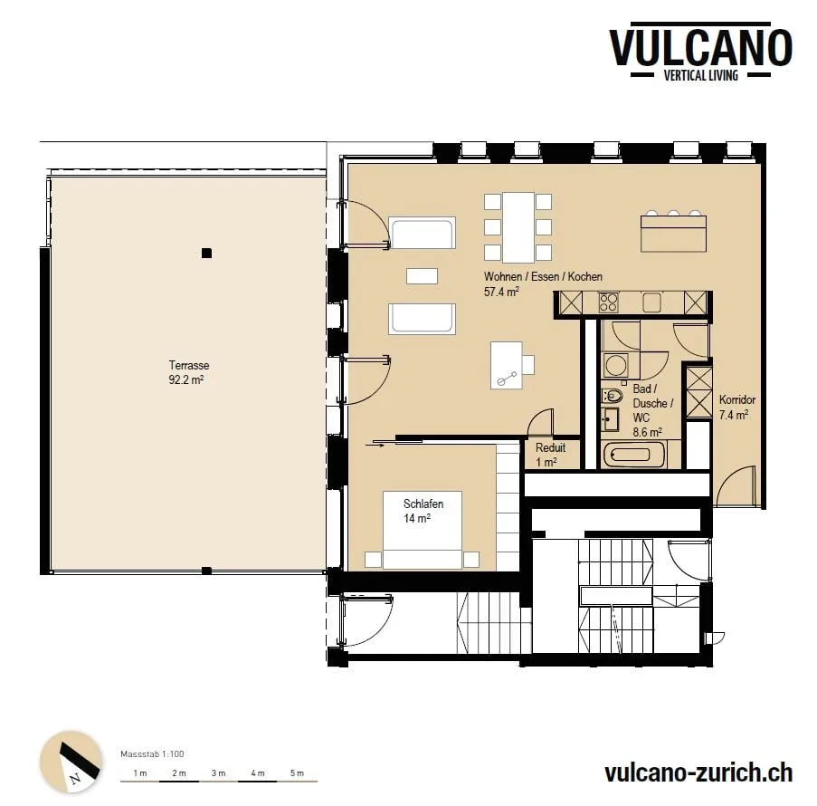 Unmöblierte 2.5-Zimmer-Wohnung mit grosser Terrasse – Foto 6 von 6