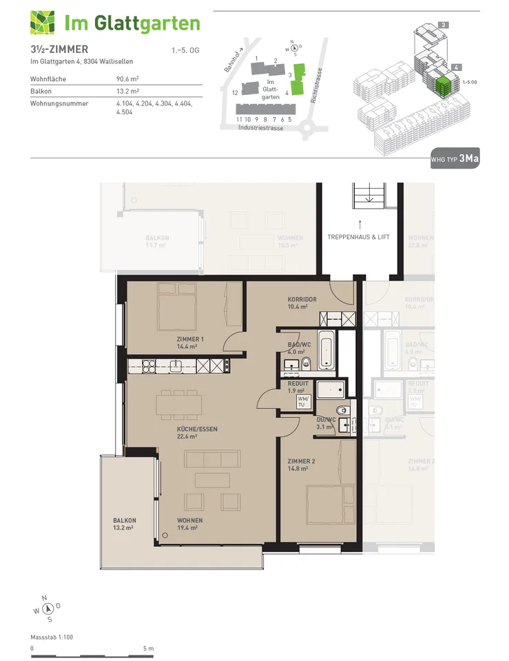 Moderne 3.5-Zimmer-Minergie-Wohnung mit grossem Balkon in Wallisellen – Foto 2 von 8