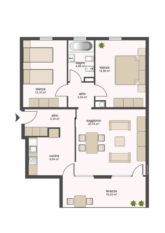 6100 Bellinzona, Via Ghiringhelli 23e, Apartment 206 – Foto 9 von 14