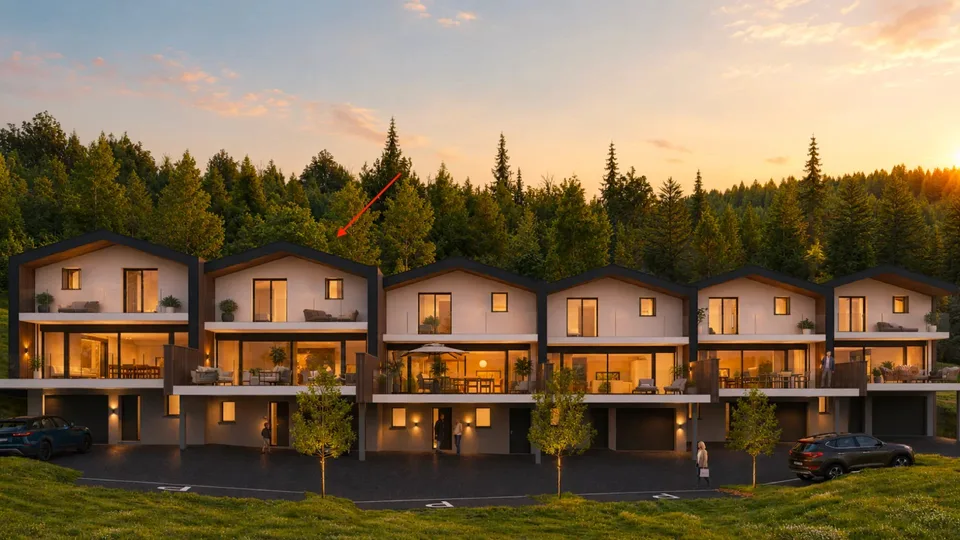 Villa 4,5 Zimmer - Wohnzimmer/Küche mit doppeltem Zugang zu Terrassen und Garten – Foto 2 von 15