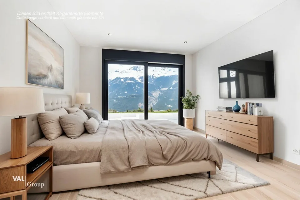 Architettura moderna e vista mozzafiato sulle Alpi vallesane