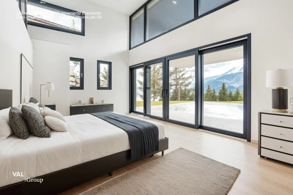 Architettura moderna e vista mozzafiato sulle Alpi vallesane
