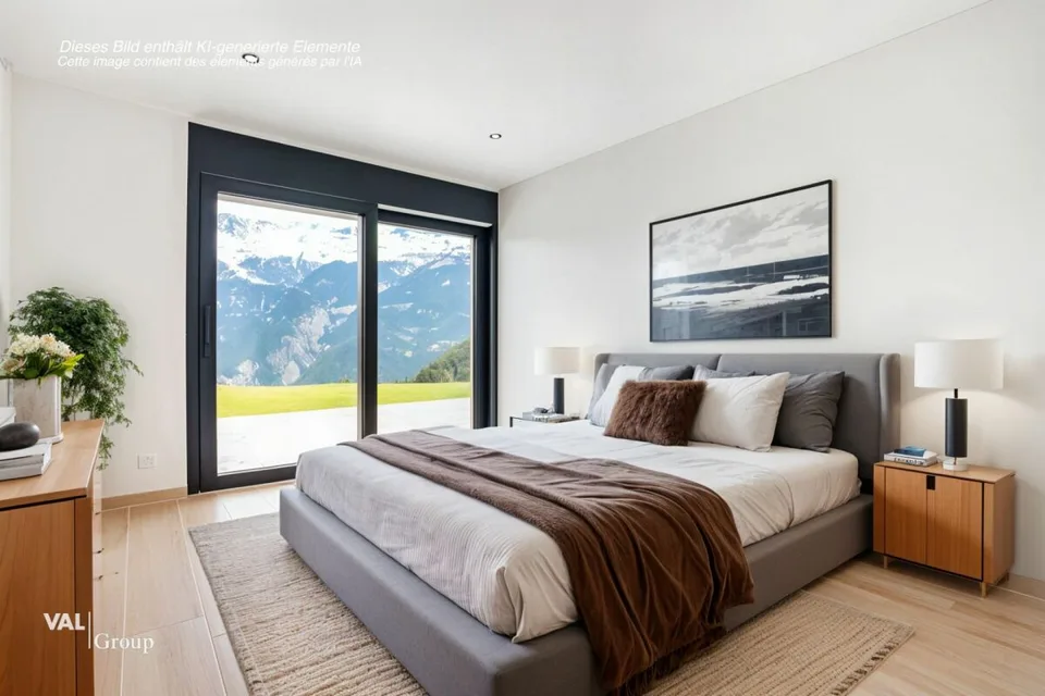 Architettura moderna e vista mozzafiato sulle Alpi vallesane