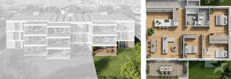 4,5-Zimmer-Wohnung - Lot C1 - Die Gärten von Plan-Conthey – Foto 11 von 11