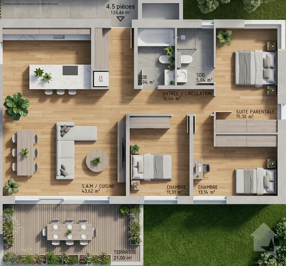 4,5-Zimmer-Wohnung - Lot C1 - Die Gärten von Plan-Conthey – Foto 2 von 11