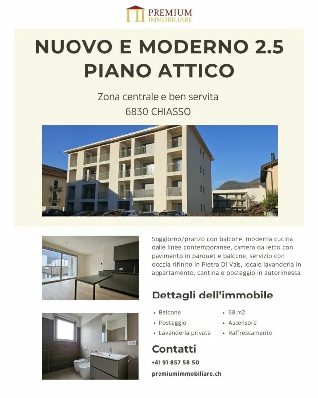 NUOVO APPARTAMENTO ULTIMO PIANO A CHIASSO