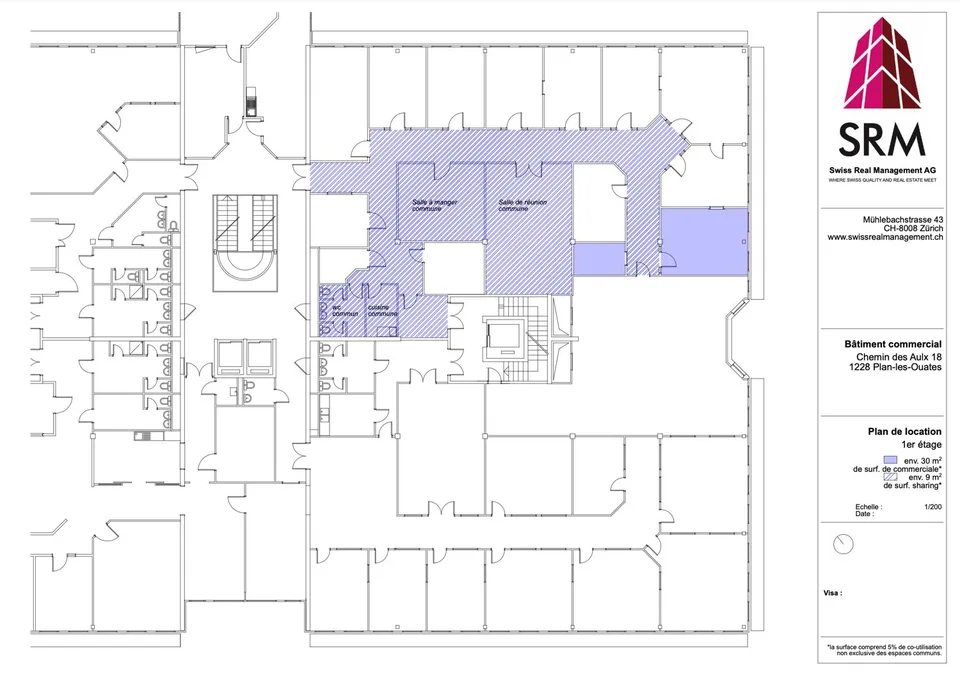 Surface artisanale avec espaces partagés – CTN 18, Plan-les-Ouates – 1er étage : env. 39 m²