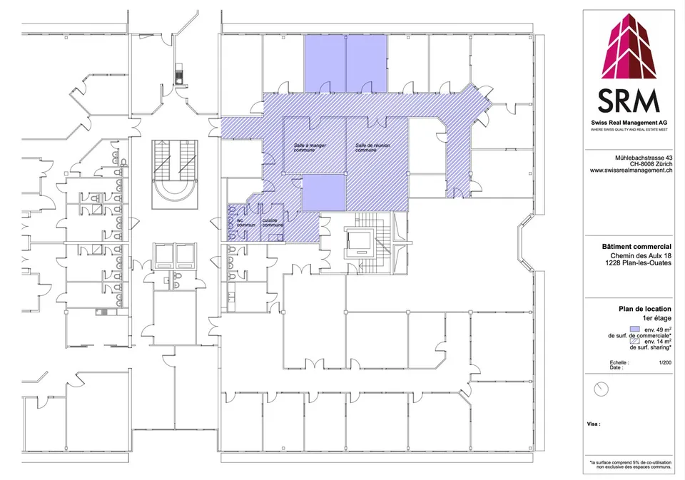 Surface artisanale avec espaces partagés – CTN 18, Plan-les-Ouates – 1er étage : env. 63 m²
