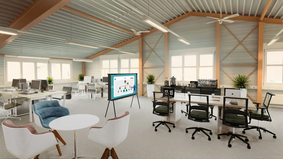 Ufficio in stile loft con vista mozzafiato sulle montagne