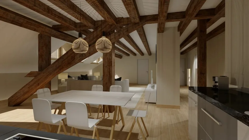 Dachgeschosswohnung mit 5 Zimmern in Borex