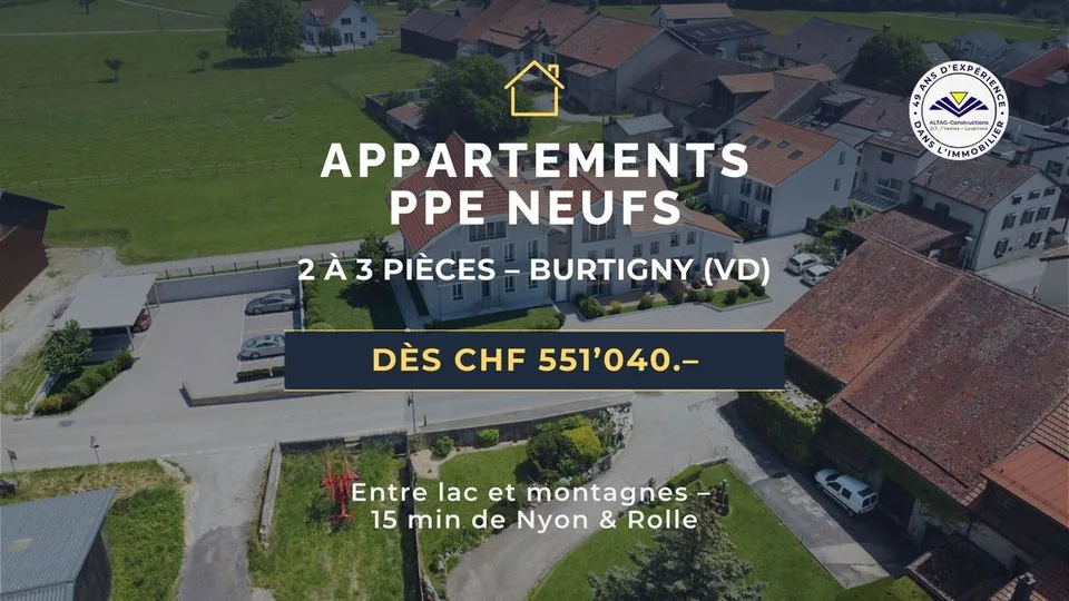 2 Appartements de 2 à 3 Pièces - dès CHF 551'040.-