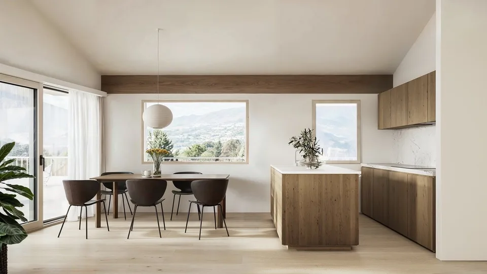 Ville a schiera da costruire con vista mozzafiato vicino a Crans-Montana