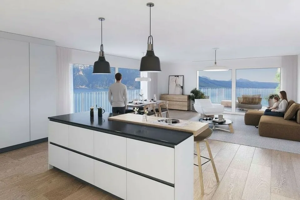 Prestigioese neue 5.5-Zimmer-Penthouse-Maisonette mit atemberaubendem Panoramablick auf den Genfersee