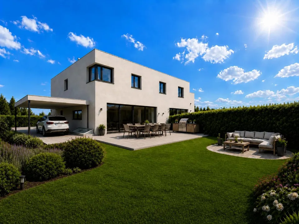 Elegante villa gemella contemporanea THPE in fase di progettazione