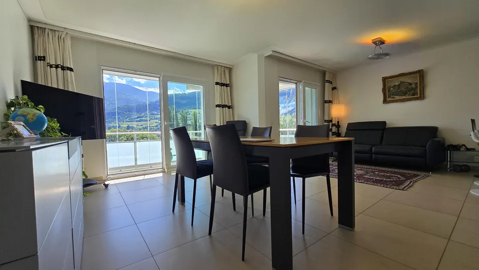 Appartement 4.5 pièces à Sion au 5ème et dernier étage au bord du Rhône: confortable, rafraichissant et unique.