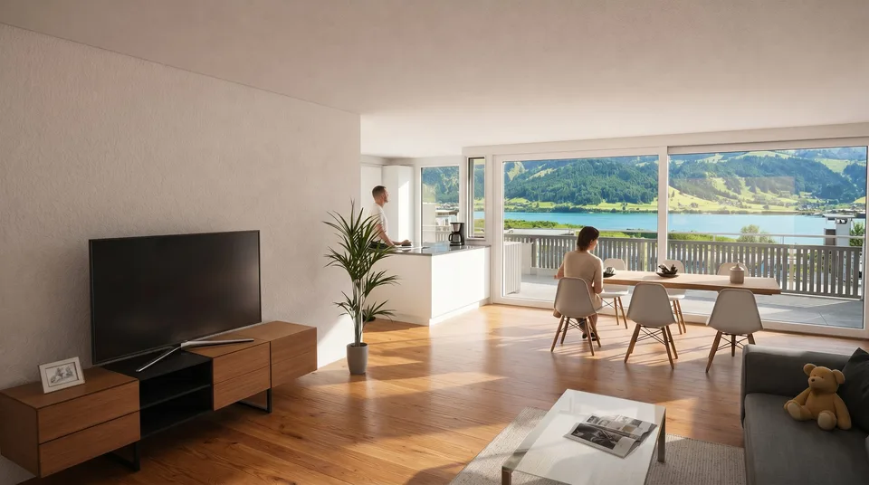 3.5-Zimmer-Attika-Wohnung mit Seesicht in Euthal - lichtvoll