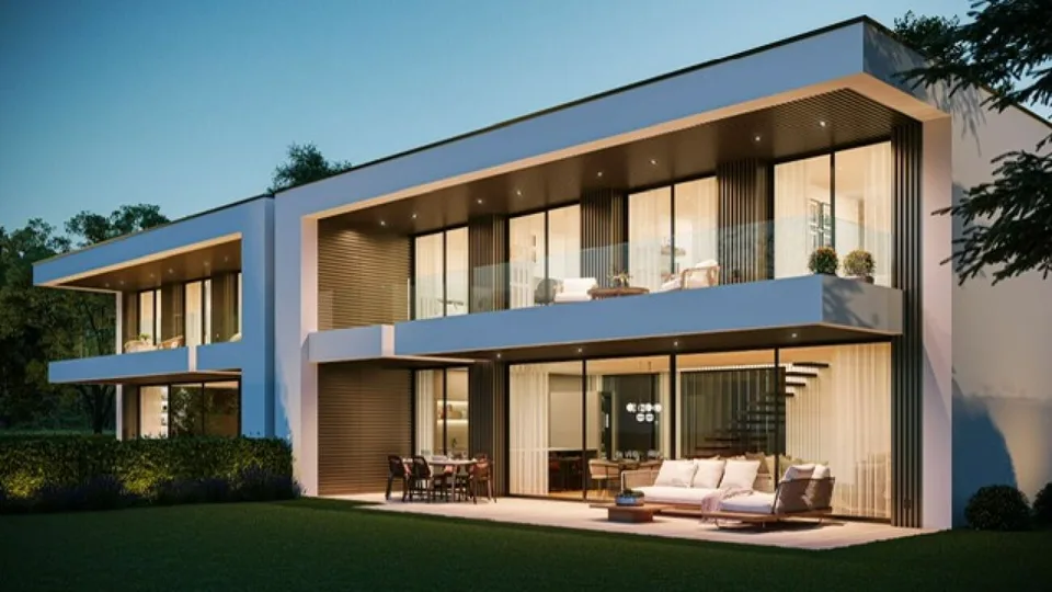 Villa contemporaine de standing baignée de lumière située dans un quartier résidentiel