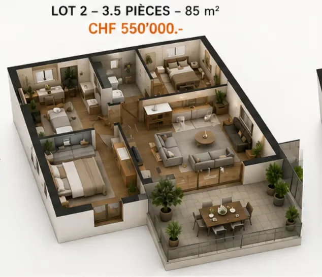 Progetto immobiliare eccezionale nel cuore di Cheiry / 6 appartamenti PPE – foto 3 di 10