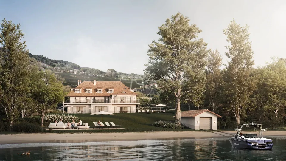 Projet, propriété pieds dans l'eau à rénover, région Rolle.