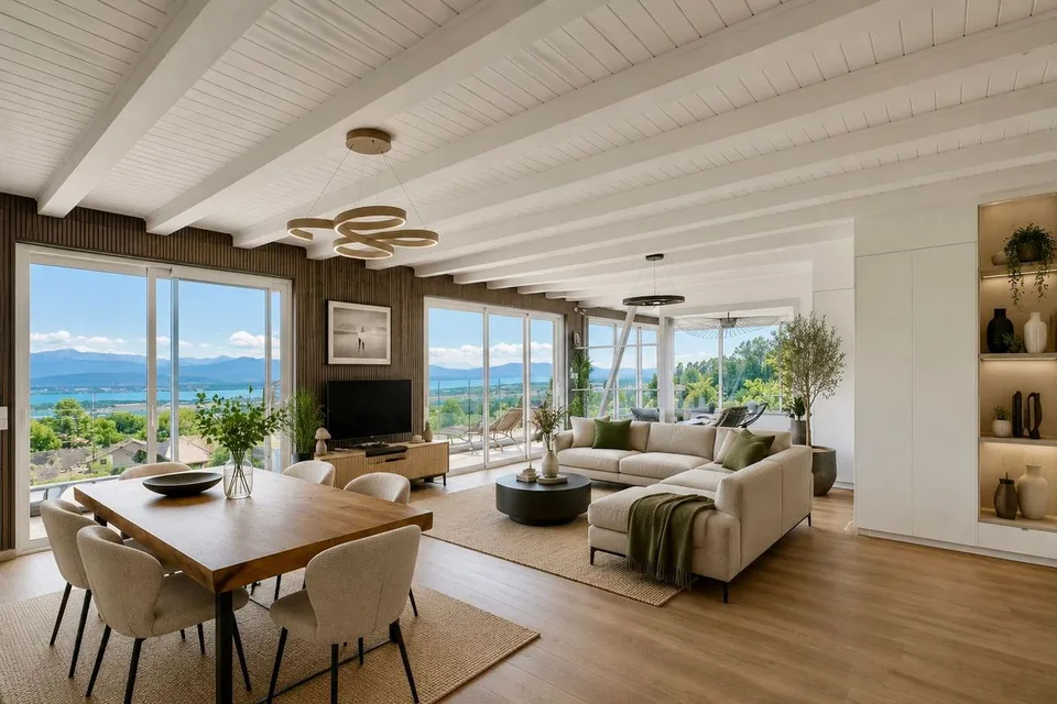 Freistehende Villa mit spektakulärem Blick auf den See und den Mont Blanc