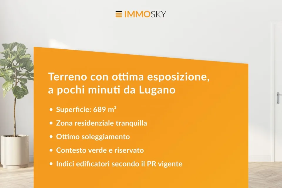 Terreno con ottima esposizione a pochi minuti da Lugano