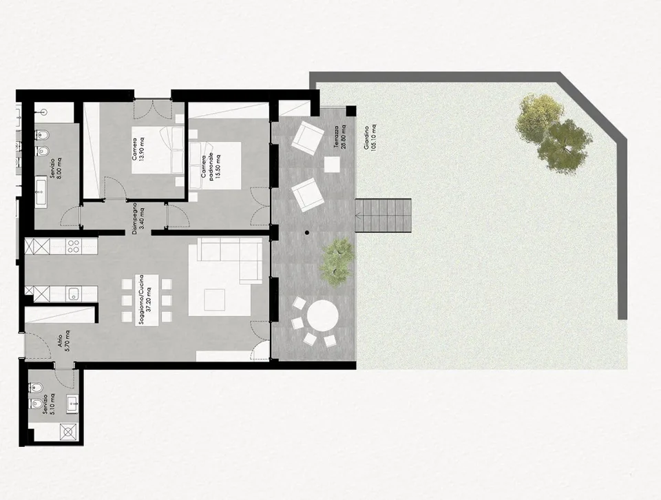 3.5 Appartamento vista lago con terrazza e giardino - Residenza Lum... – Foto 6 von 6