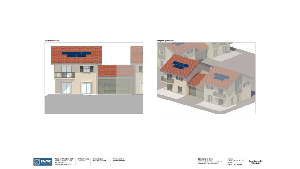 4 villas jumelées par les garages neuves à vendre à Grens dès CHF 1'950'000.-