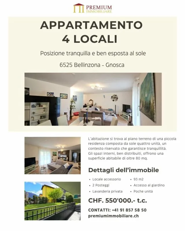 APPARTAMENTO AL PIANO TERRENO A GNOSCA