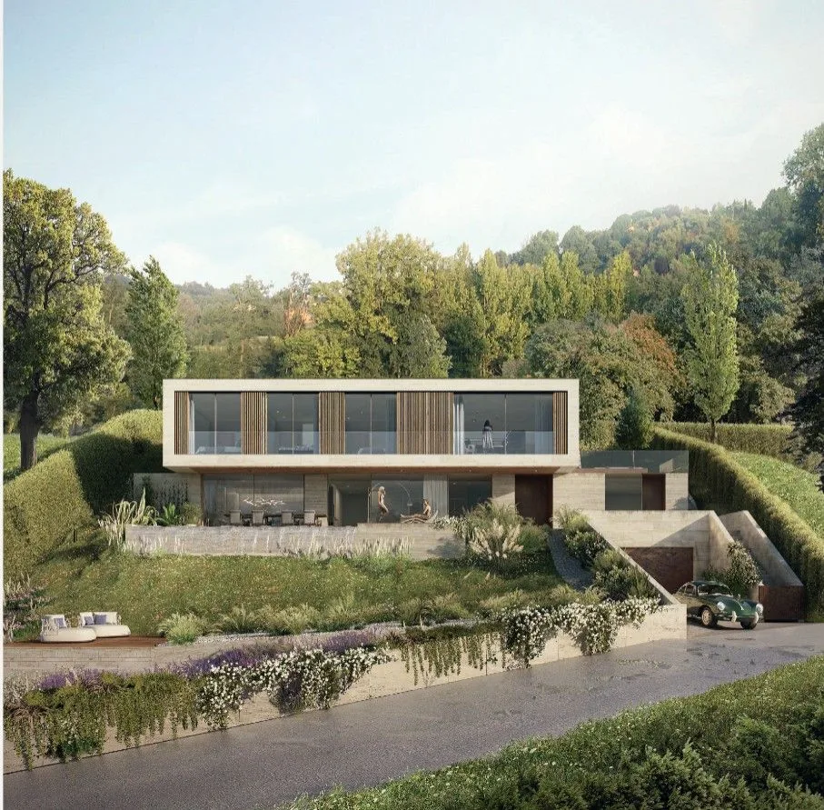 Baugrundstück mit atemberaubendem Blick auf den Luganersee - Montagnola und genehmigtes Projekt für eine 10-Zimmer-Villa
