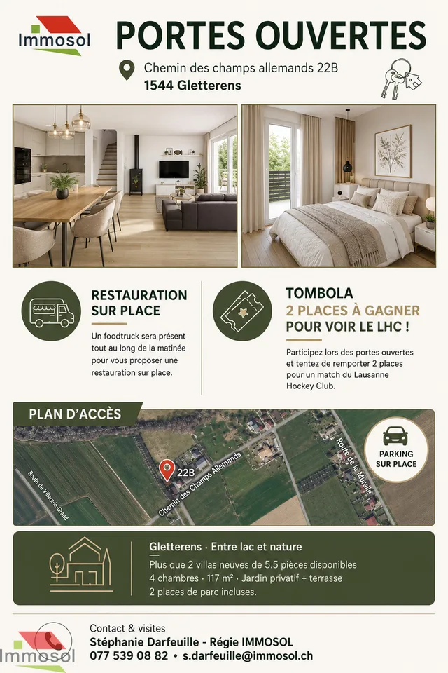 Gletterens- Villas Familiales neuves dans un cadre bucolique.