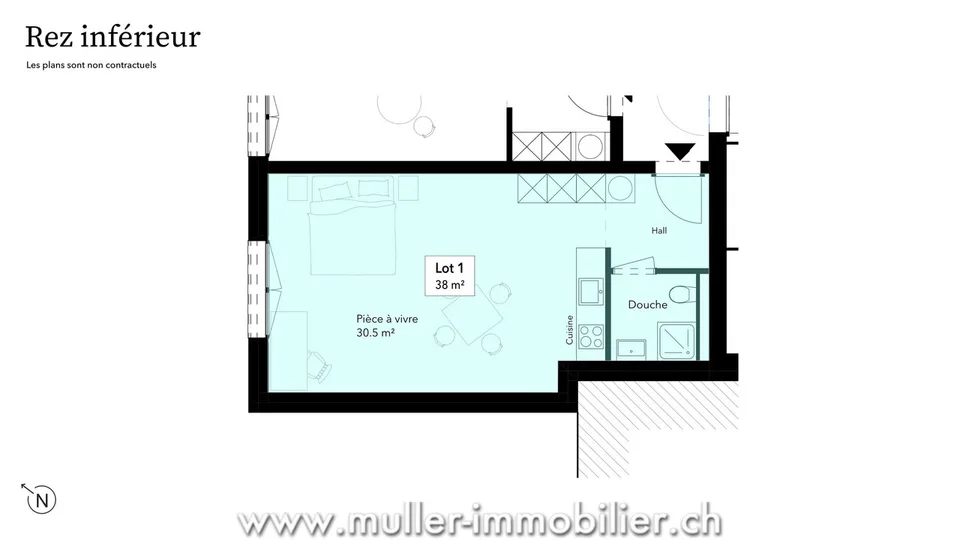 Nuovo studio di 38 m² a 5 min da Romont nel villaggio di Siviriez