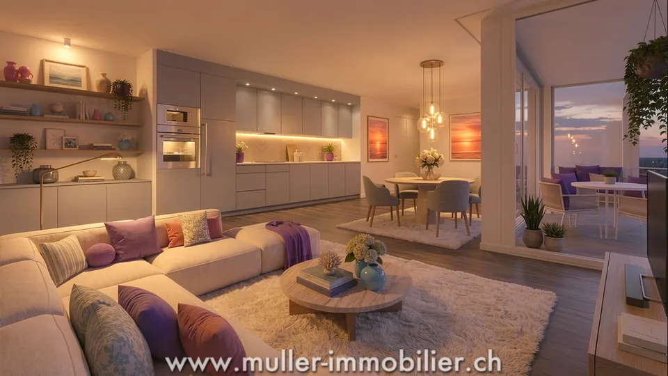 Appartement 2,5 pièces avec balcon et vue dégagée à 5 min de Romont