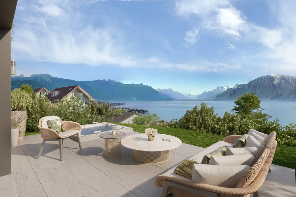 Einige Schritte vom Genfersee entfernt, neue Luxusvilla mit Panoramablick