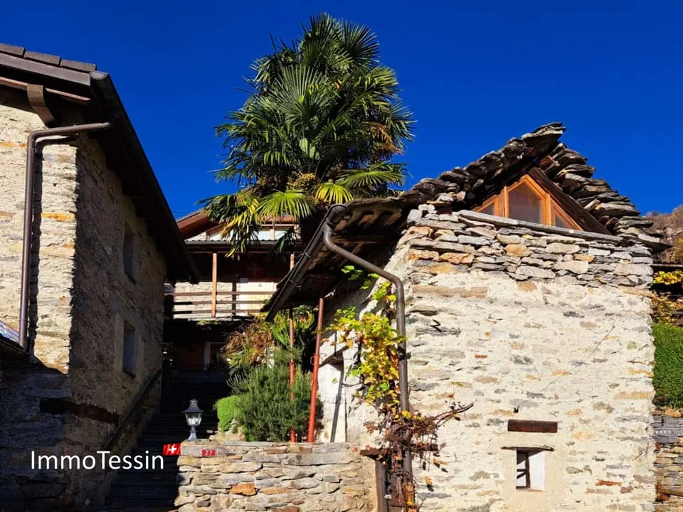 VERZASCATAL: 3 rustici affascinanti a Mergoscia con splendida vista panoramica sul famoso bacino