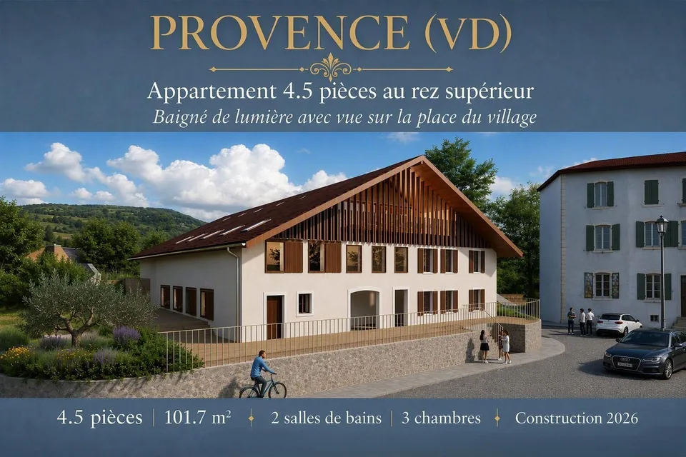 Appartement 4.5 pièces au rez supérieur — Baigné de lumière avec vue sur la place du village
