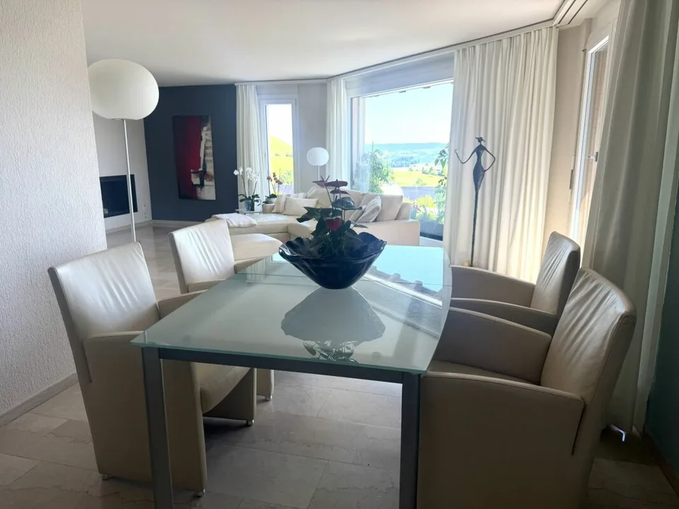 3.5 Room Terrace House in a Quiet, Sunny Location with Unobstructed Views of Lake Zurich and the Alps